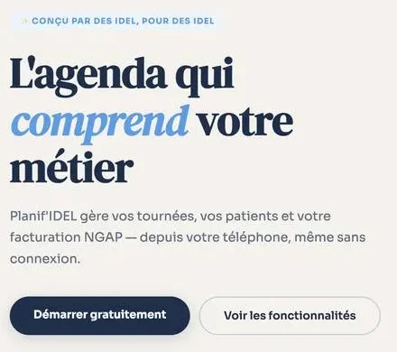 Détail du site Planif’IDEL : titre et boutons d’essai gratuit