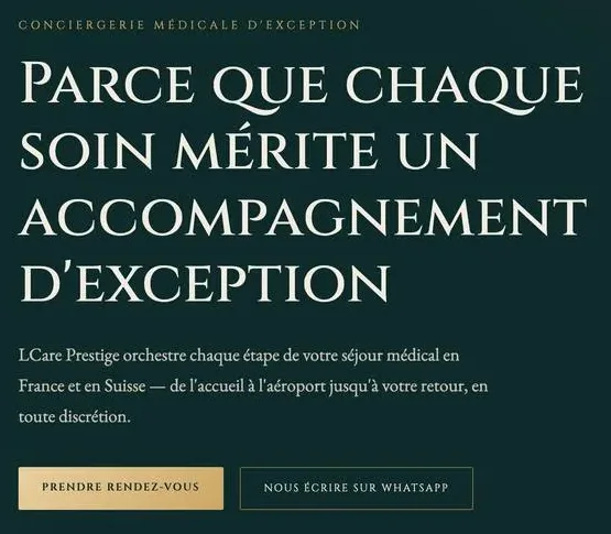 Détail du site LCare Prestige : titre de la conciergerie médicale