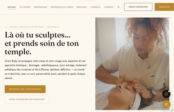Le site LCare Body sur tablette