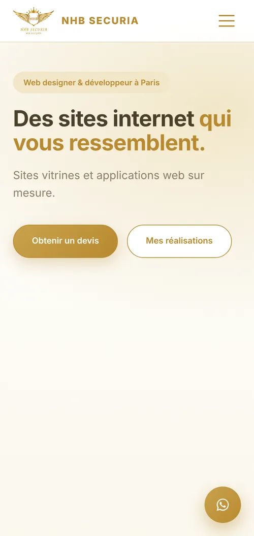 Site NHB Securia affiché sur téléphone