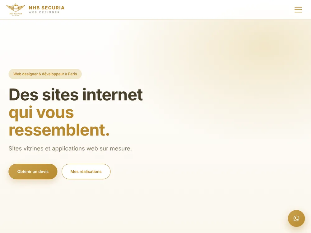 Site NHB Securia affiché sur tablette en paysage